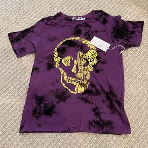 CHRLDR women’s  Purple Tie-Dye Skull Graphic Tee- NWT! Small